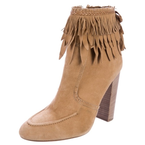 Aquazzura Tiger Lilly Suede Fringe Booties - Picture 2 of 5
